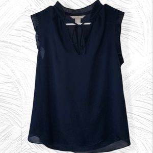 *S/M* H&M Navy Blue Sleeveless Semi Sheer Blouse